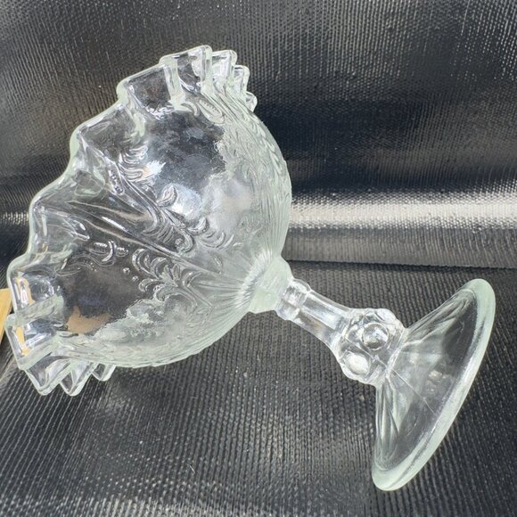 Antique Clear Footed Compote Dish Bowl Wavy Edges Glassware Decor Dish Bowl VTG - Picture 8 of 10